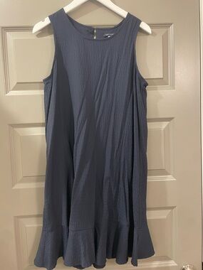 Tommy Hilfiger Sleeveless Navy Dress with Flounce Hem